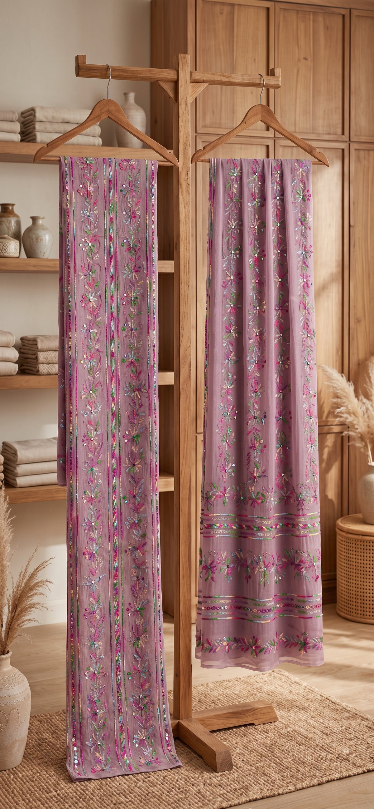 Dusty Lilac - Tarkashi Gulistan - Embroidered Chiffon Suit