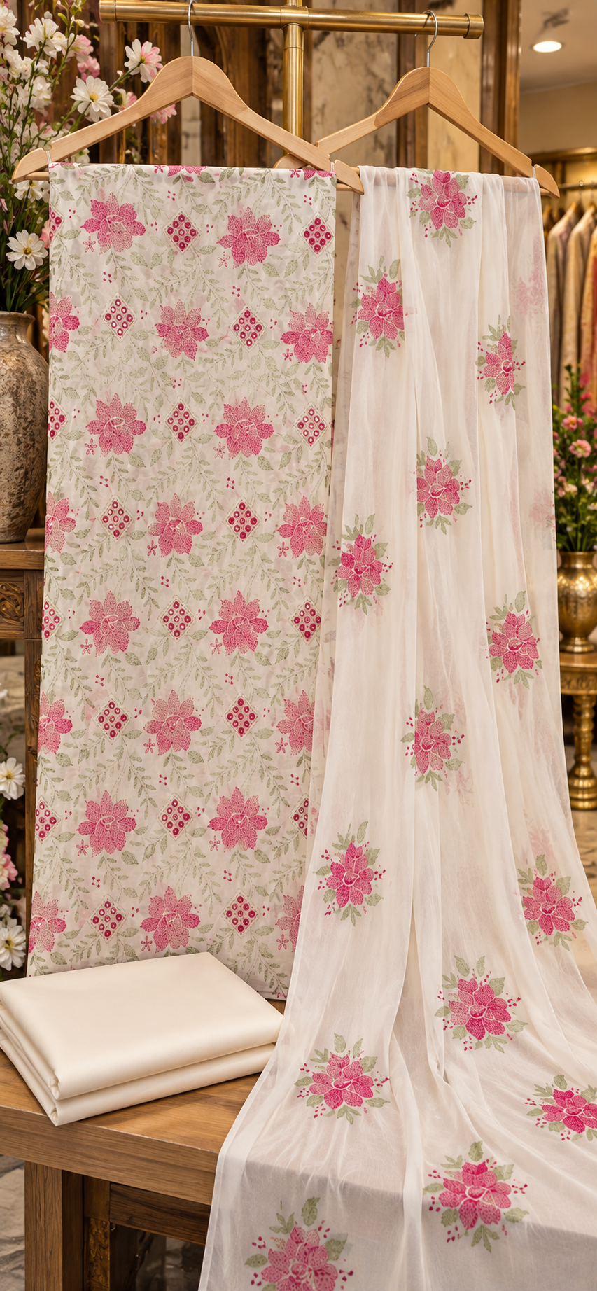 Teal - Sheesh Bagh - Embroidered 3-Piece Unstitched Chiffon Suit