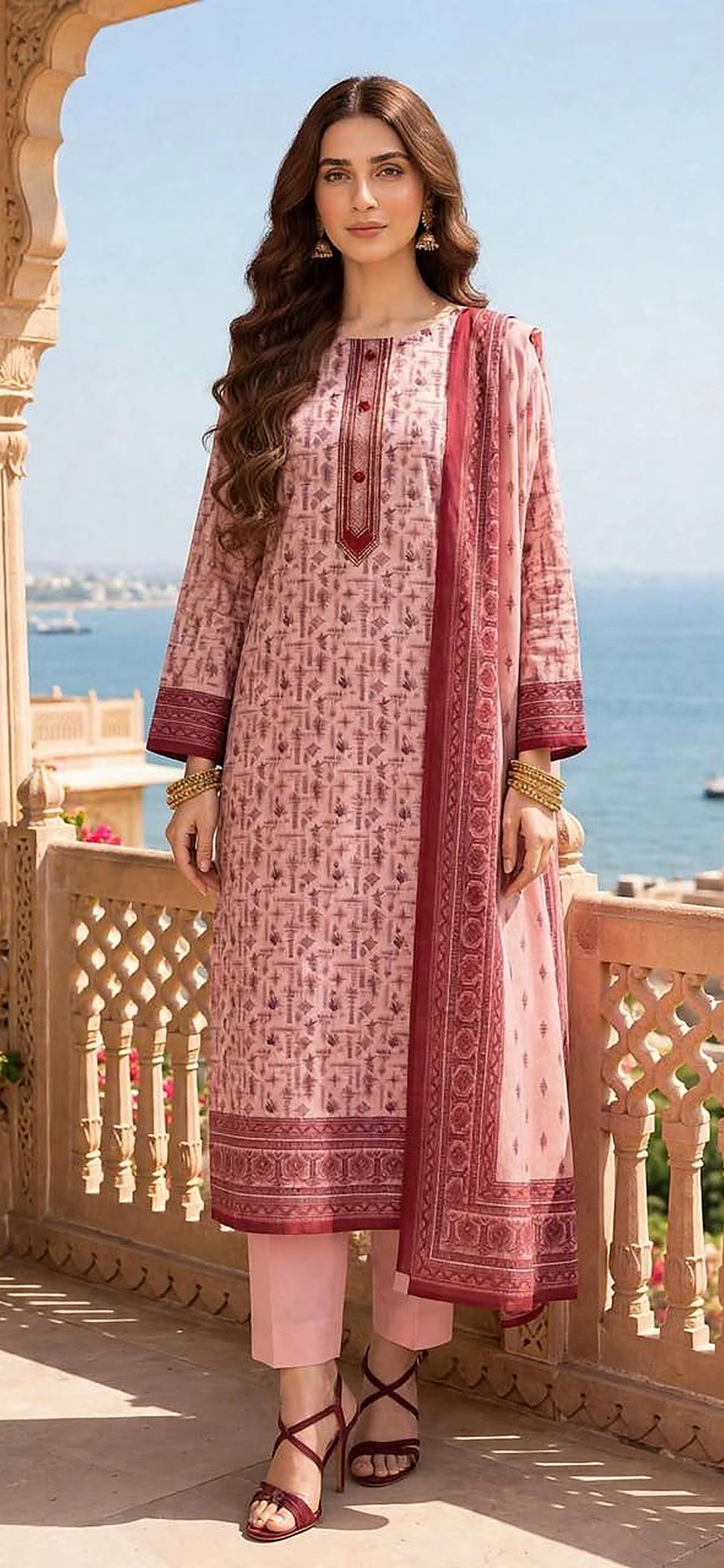 Digitally Printed Lawn Suit - Block Print - 3pcs - Unstitched