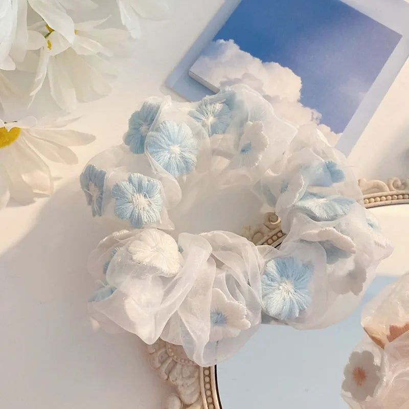 Embroided Organza Scrunches