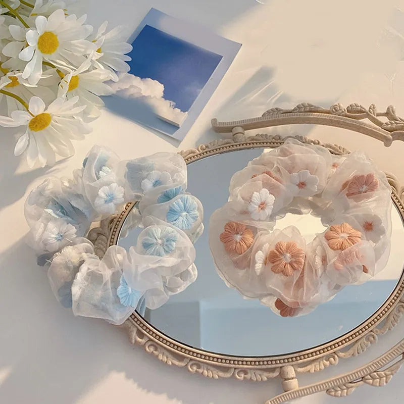 Embroided Organza Scrunches