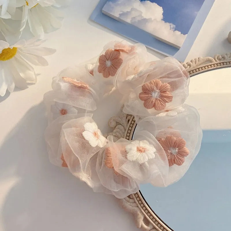 Embroided Organza Scrunches