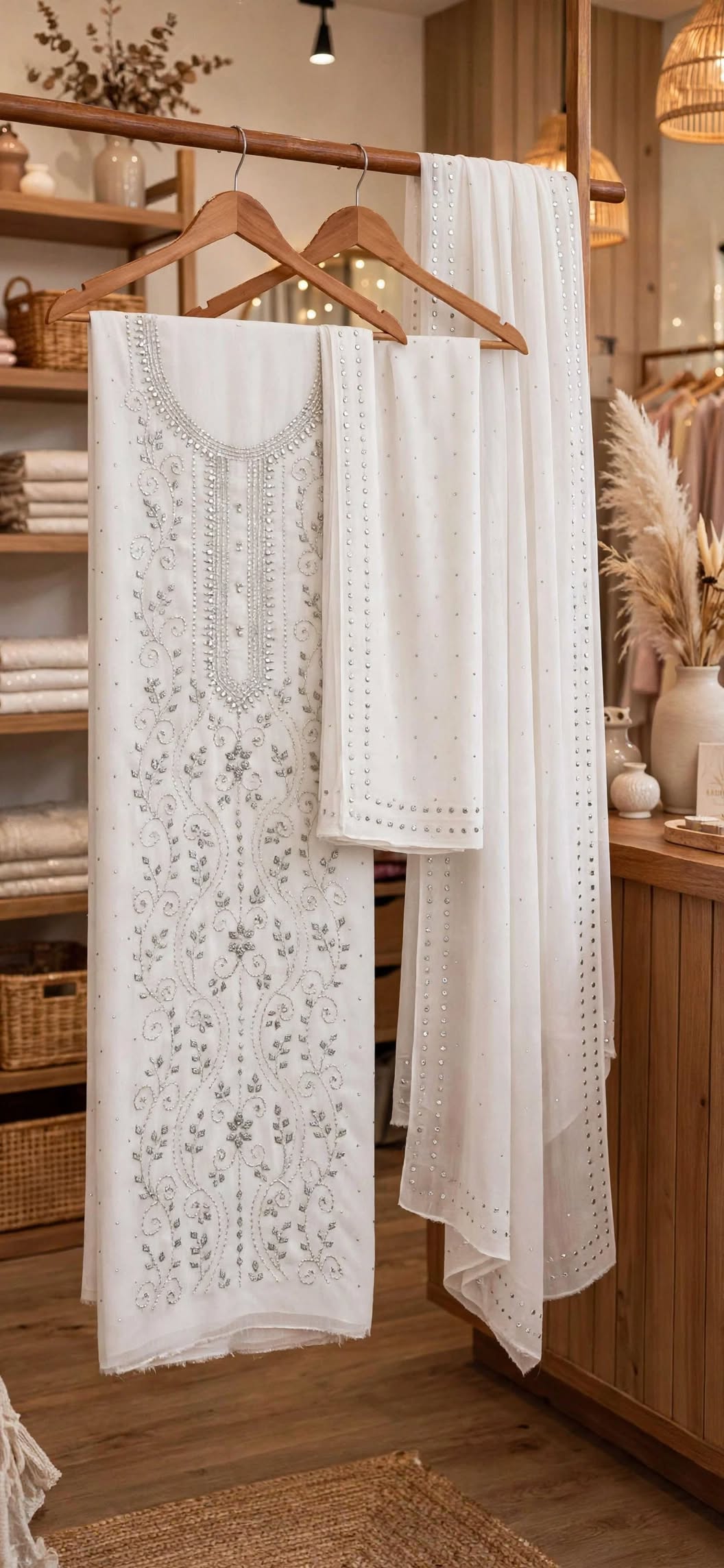 Dusty Rose - Kamdani Makesh Work - Soft Chiffon - 3-Piece Unstitched Suit