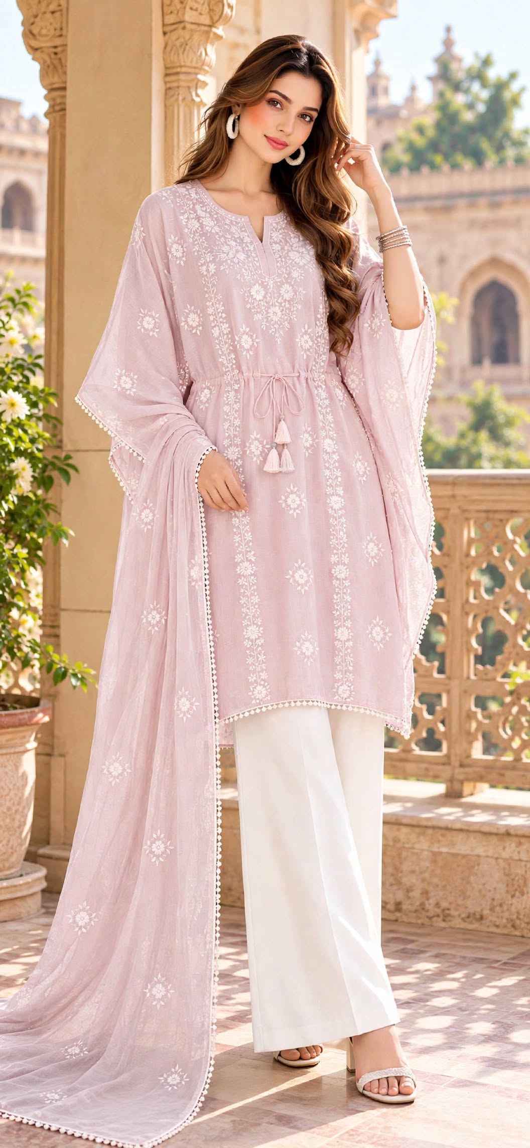 Baby Pink - Aura - Hand Embroidered - 3 Piece - Unstitched - Chiffon Suit
