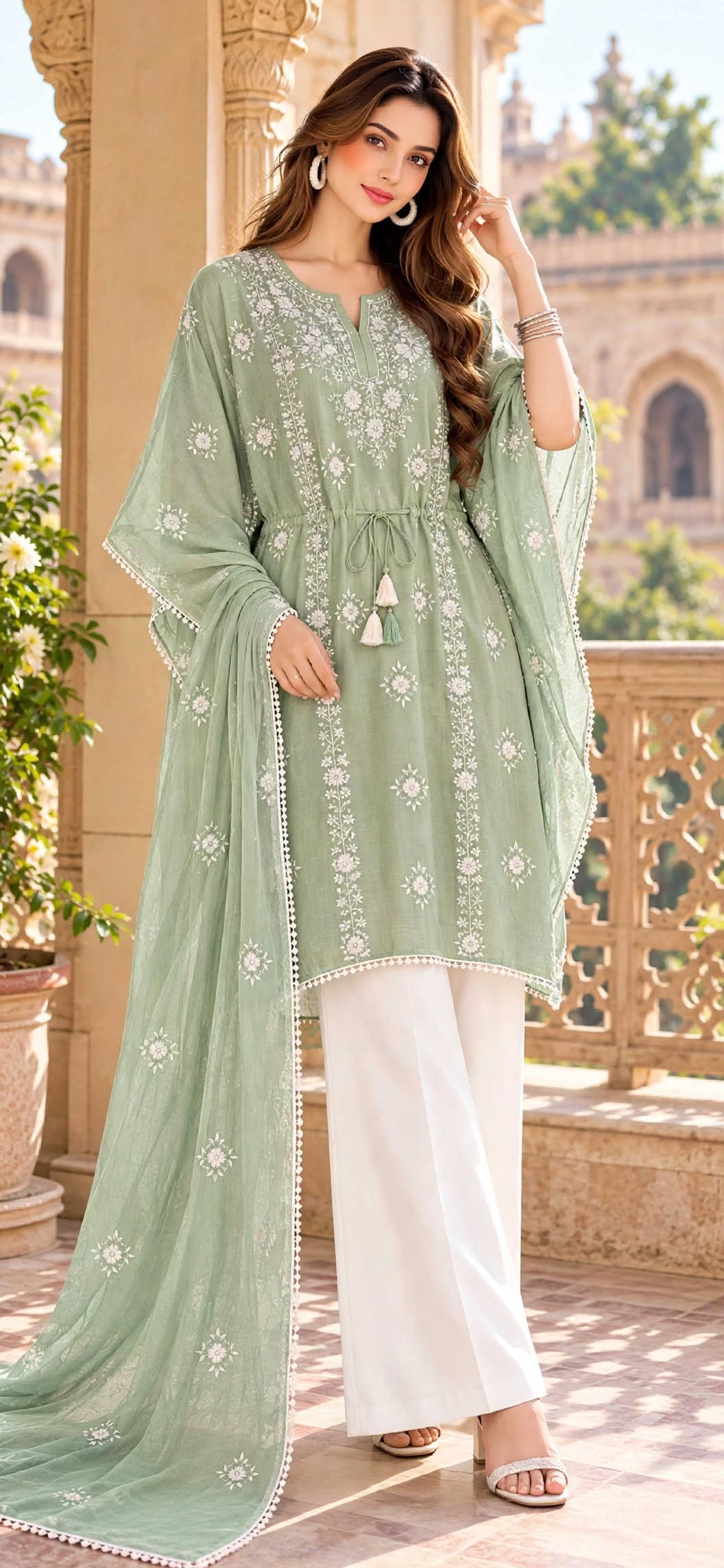 Pistachio Green - Aura - Hand Embroidered - 3 Piece - Unstitched - Chiffon Suit