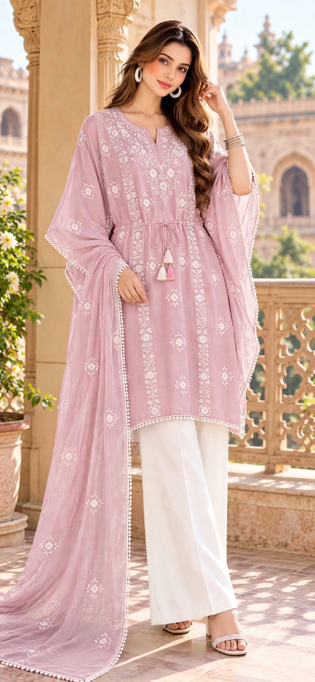 Dusty Rose - Aura - Hand Embroidered - 3 Piece - Unstitched - Chiffon Suit