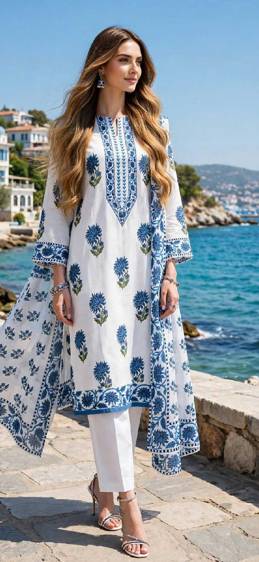 Signature Block Digital Print Lawn Suit - 3pcs - Unstitched