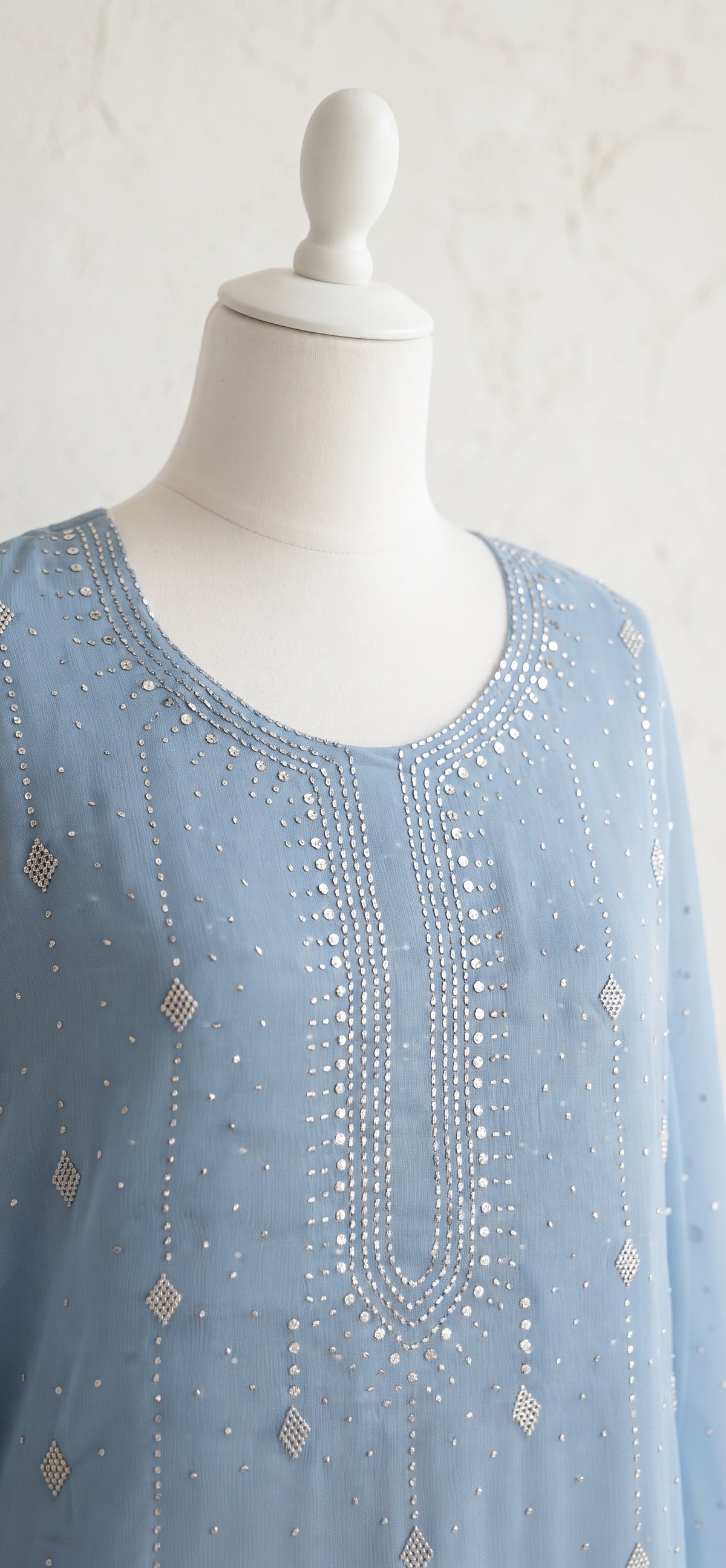 Grey - Kamdani Makesh Work - Soft Chiffon - 2-Piece Unstitched Suit