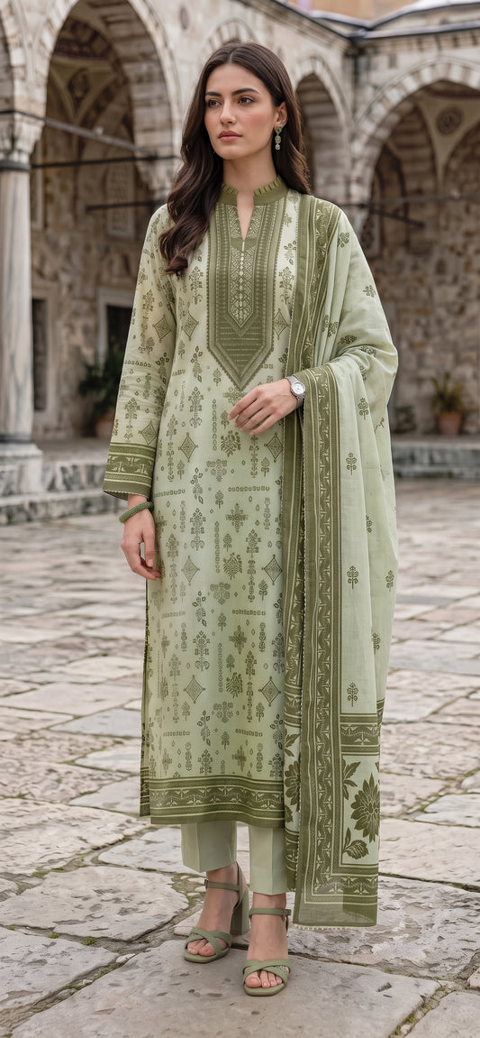 Signature Block Digital Print Lawn Suit - 3pcs - Unstitched