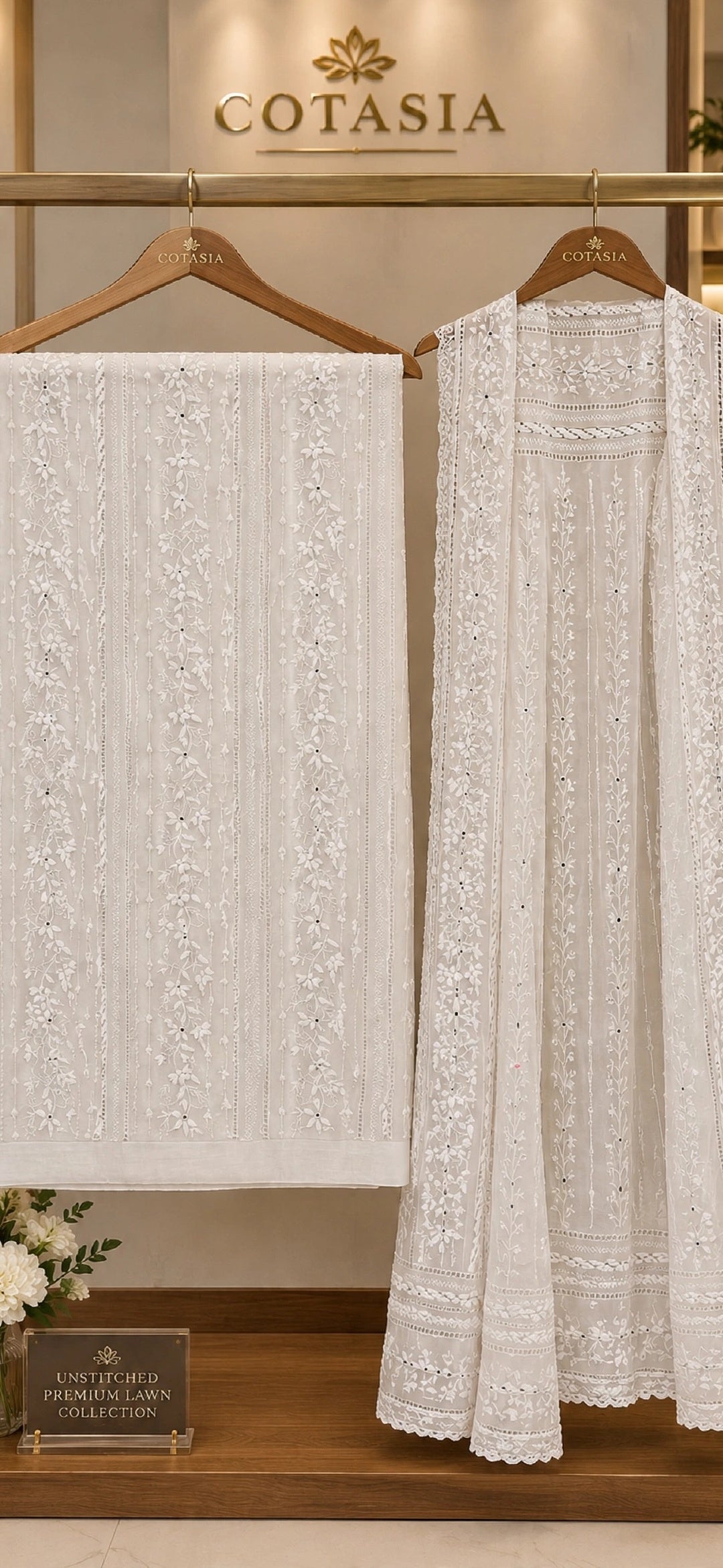 White  - Tarkashi Gulistan - Embroidered Chiffon Suit
