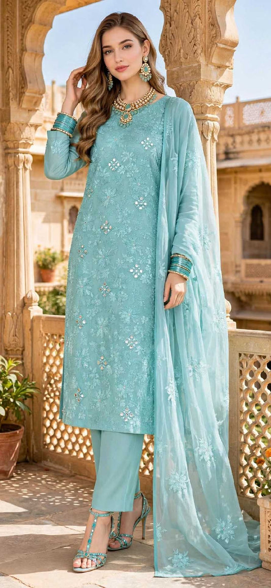 Feroze - Sheesh Bagh - Embroidered 3-Piece Unstitched Chiffon Suit