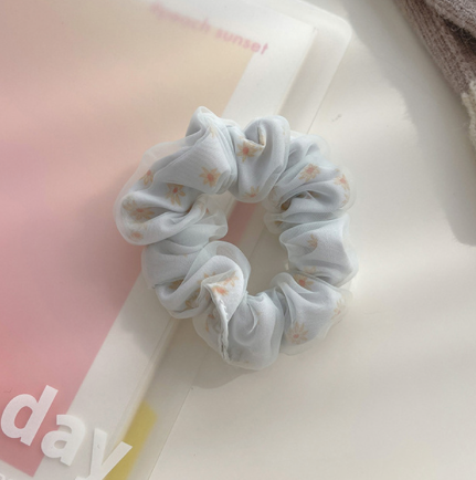 Flower Print Double Layer Silk Organza Scrunches