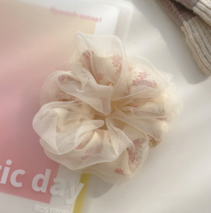 Flower Print Double Layer Silk Organza Scrunches