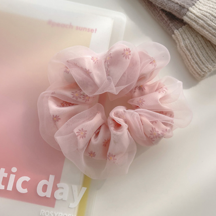 Flower Print Double Layer Silk Organza Scrunches