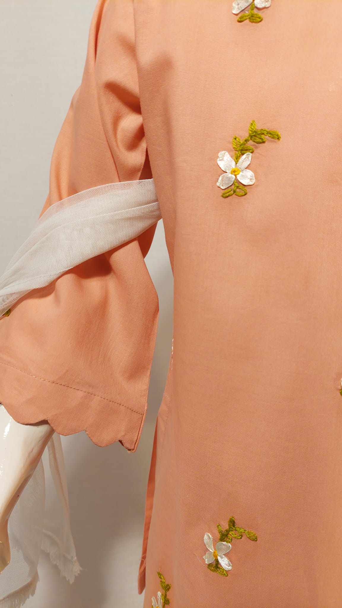 White Flowers On Peach