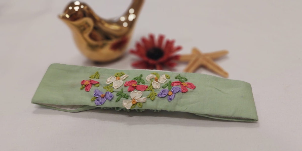 Green Embroided Hair Band